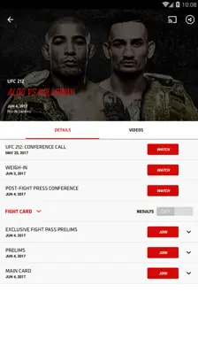 UFC android App screenshot 2