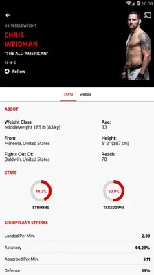 UFC android App screenshot 7